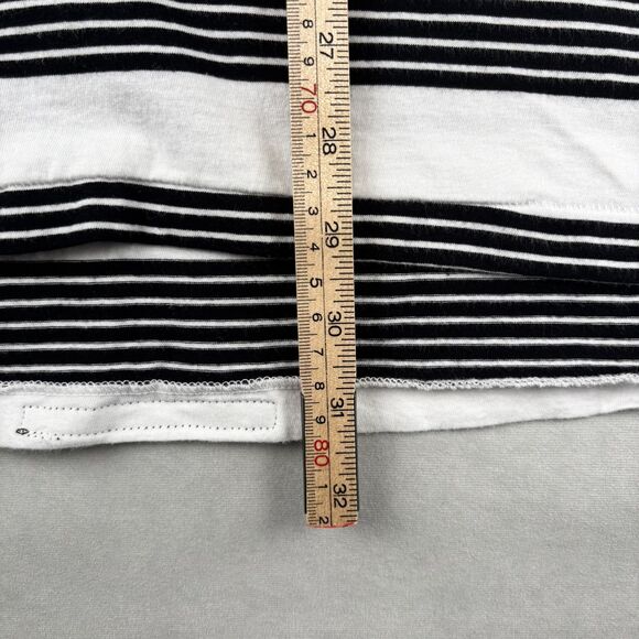 Zanerobe Shirt Mens M White Black Striped Crewneck Casual Cotton Long‎ Tee GUC - Picture 7 of 9